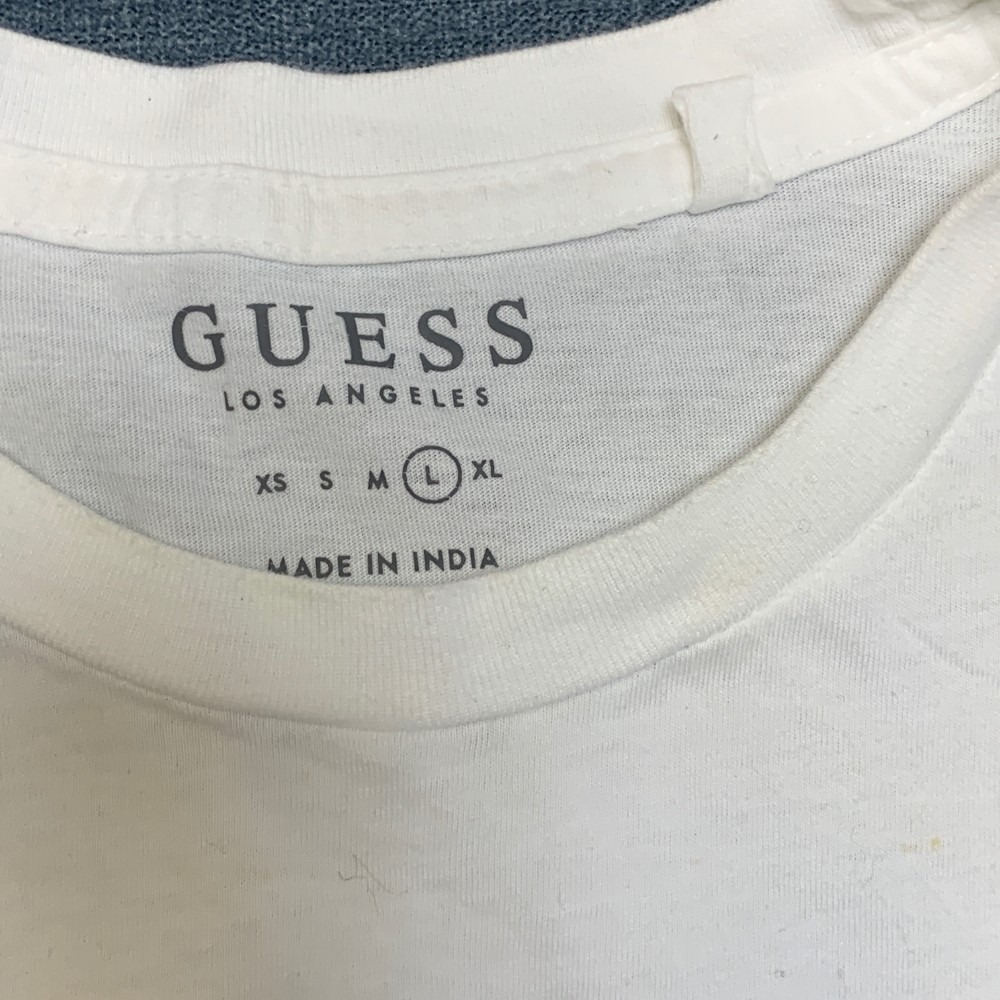 Guess T Shirt Mens Large White Graphic Spell Out Logo Crew Neck Short Sleeve - Picture 11 of 16